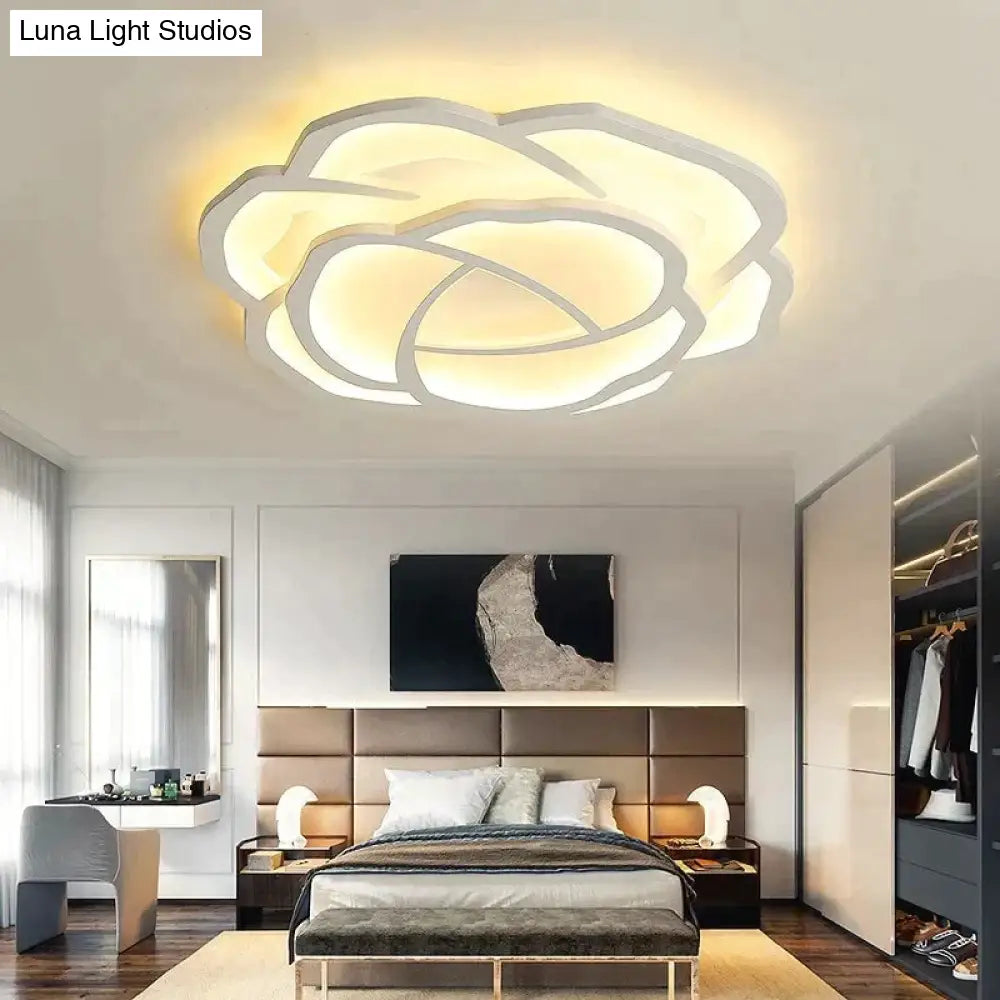 White Rose Led Ceiling Lights For Living Room Bedroom Dining Dimmable Kitchen Lamp Modern Creative