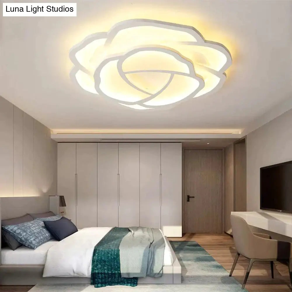 White Rose Led Ceiling Lights For Living Room Bedroom Dining Dimmable Kitchen Lamp Modern Creative