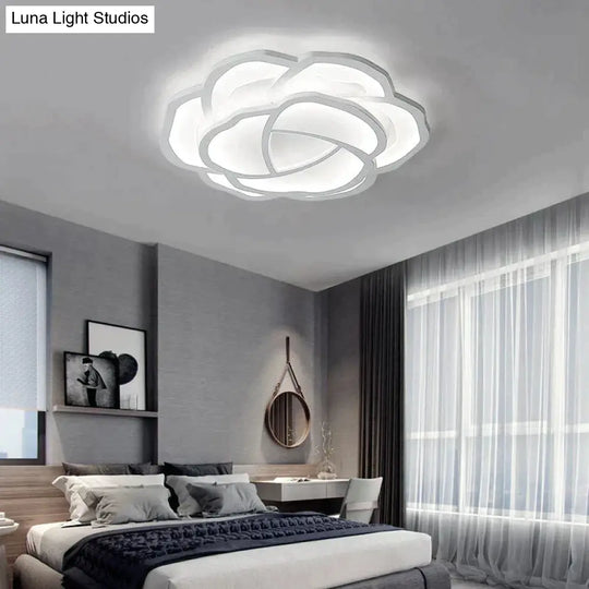 White Rose Led Ceiling Lights For Living Room Bedroom Dining Dimmable Kitchen Lamp Modern Creative