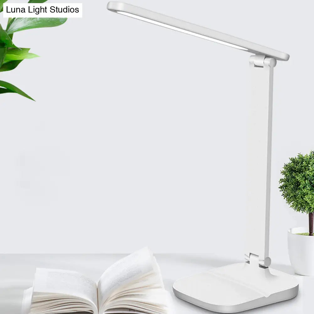 White Rotatable Led Desk Lamp - Simple Style For Bedside Reading