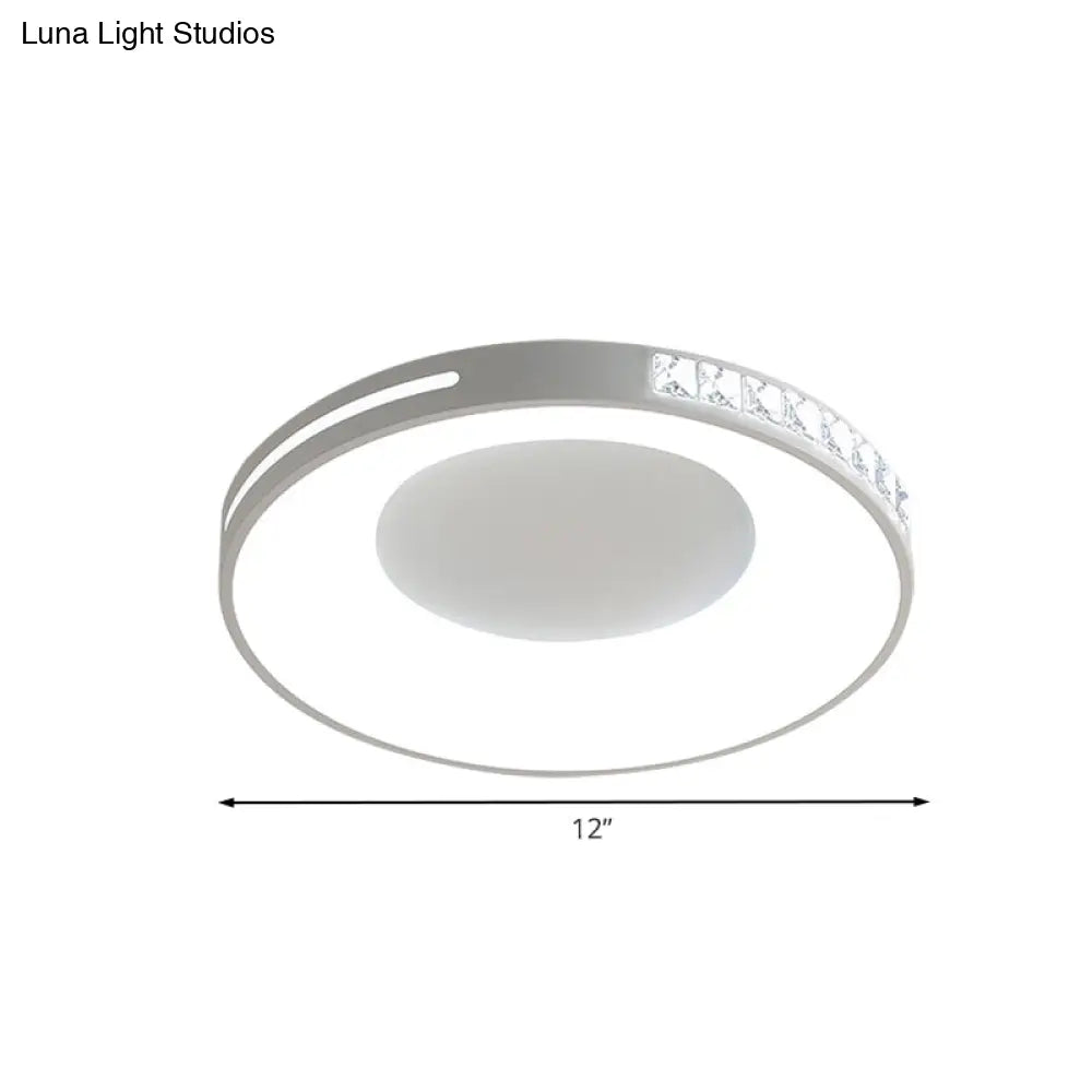 White Round Ceiling Flush Mount Led Light Fixture For Bedroom