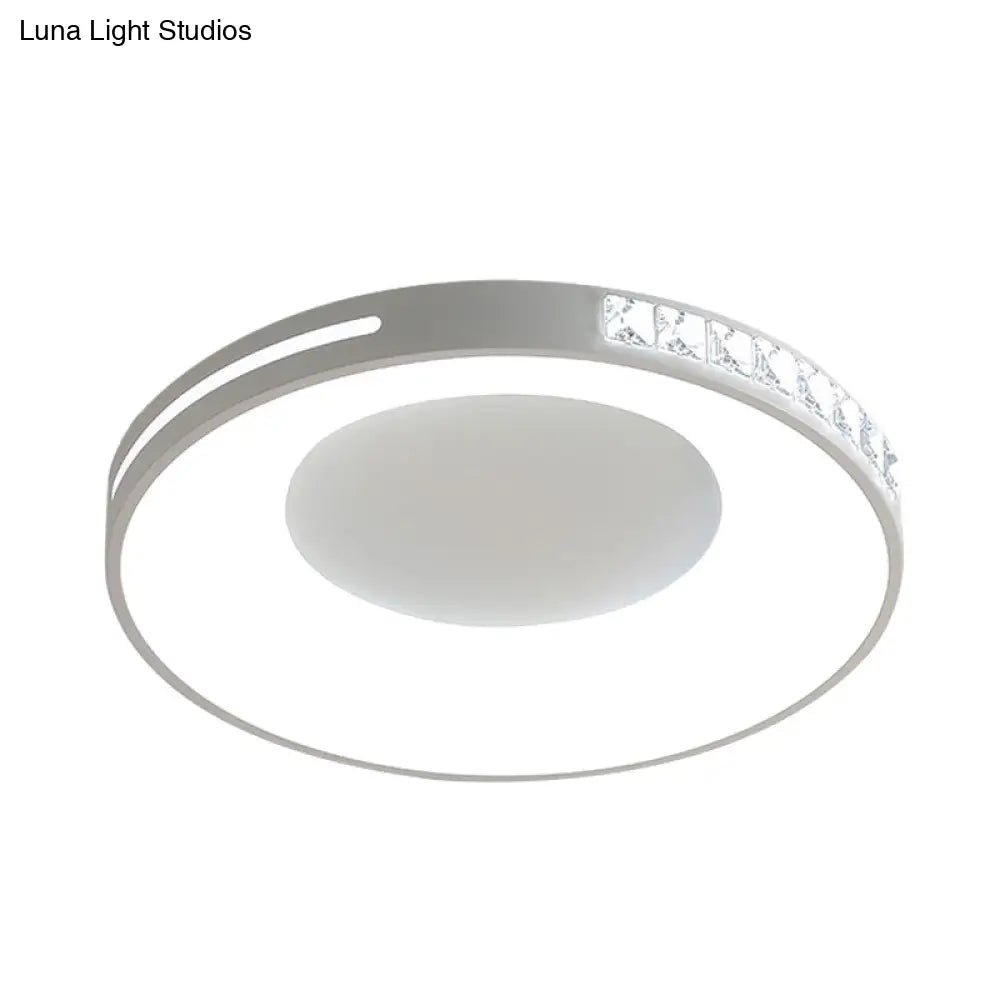 White Round Ceiling Flush Mount Led Light Fixture For Bedroom