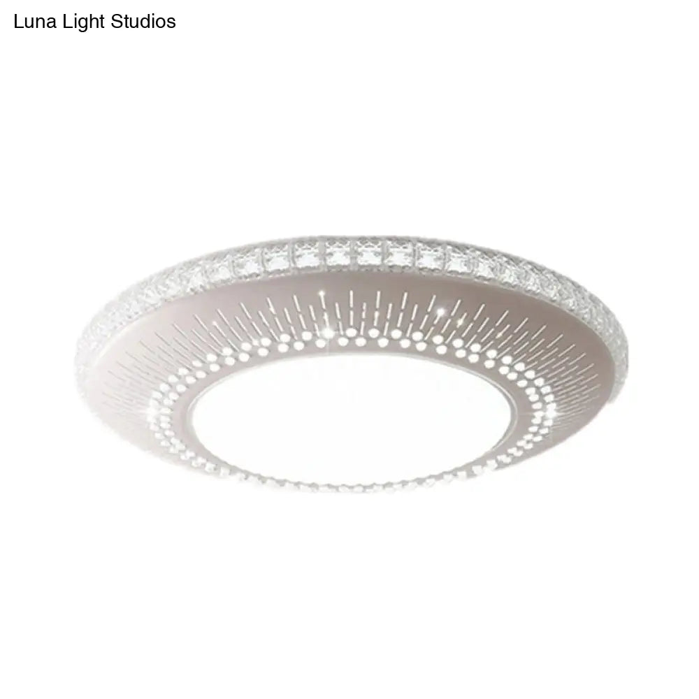 White Round Led Bedroom Flush Light In 21/25 With Simple Acrylic Design And 3 Color Options