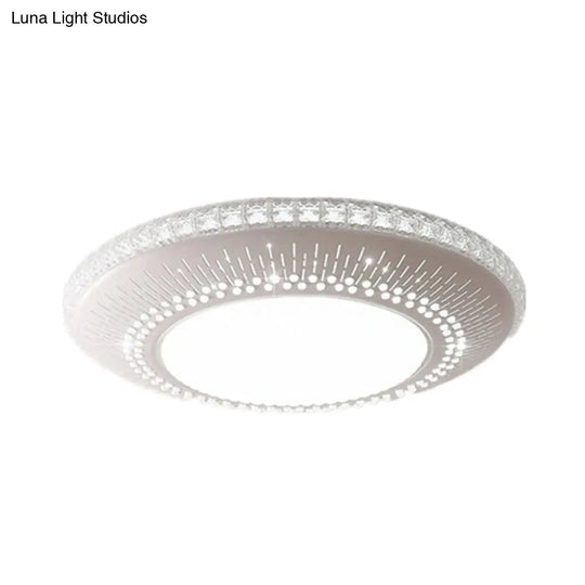White Round Led Bedroom Flush Light In 21’/25’ With Simple Acrylic Design And 3 Color Options