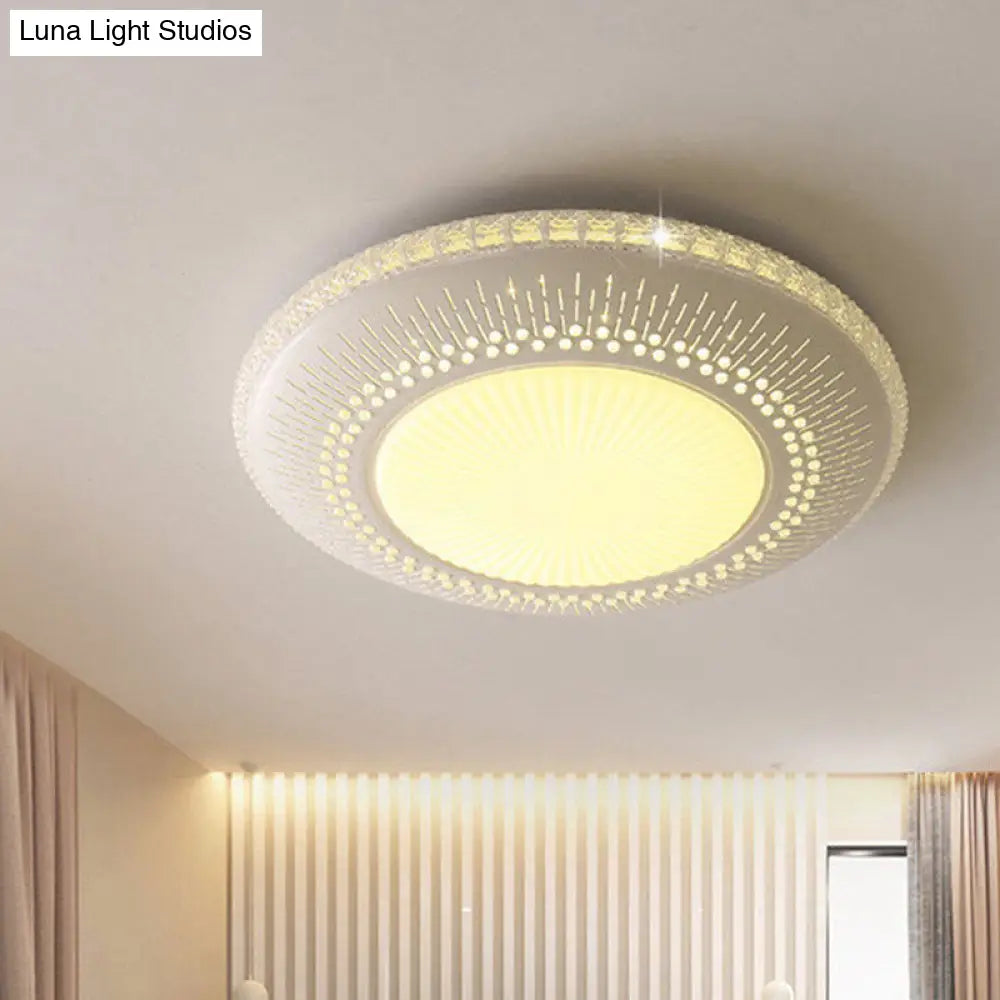 White Round Led Bedroom Flush Light In 21/25 With Simple Acrylic Design And 3 Color Options