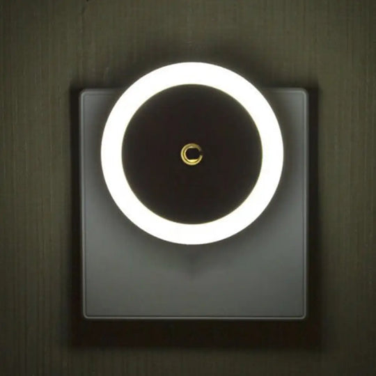 White Round Mini Led Nightlight For Corridor Simple Plug-In Wall Lighting