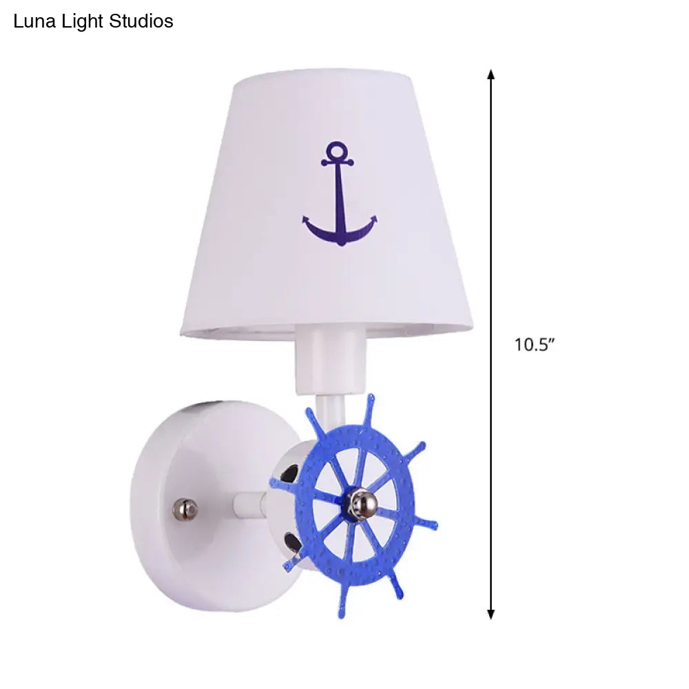 White Seaside Anchor Wall Sconce For Kids Bedroom