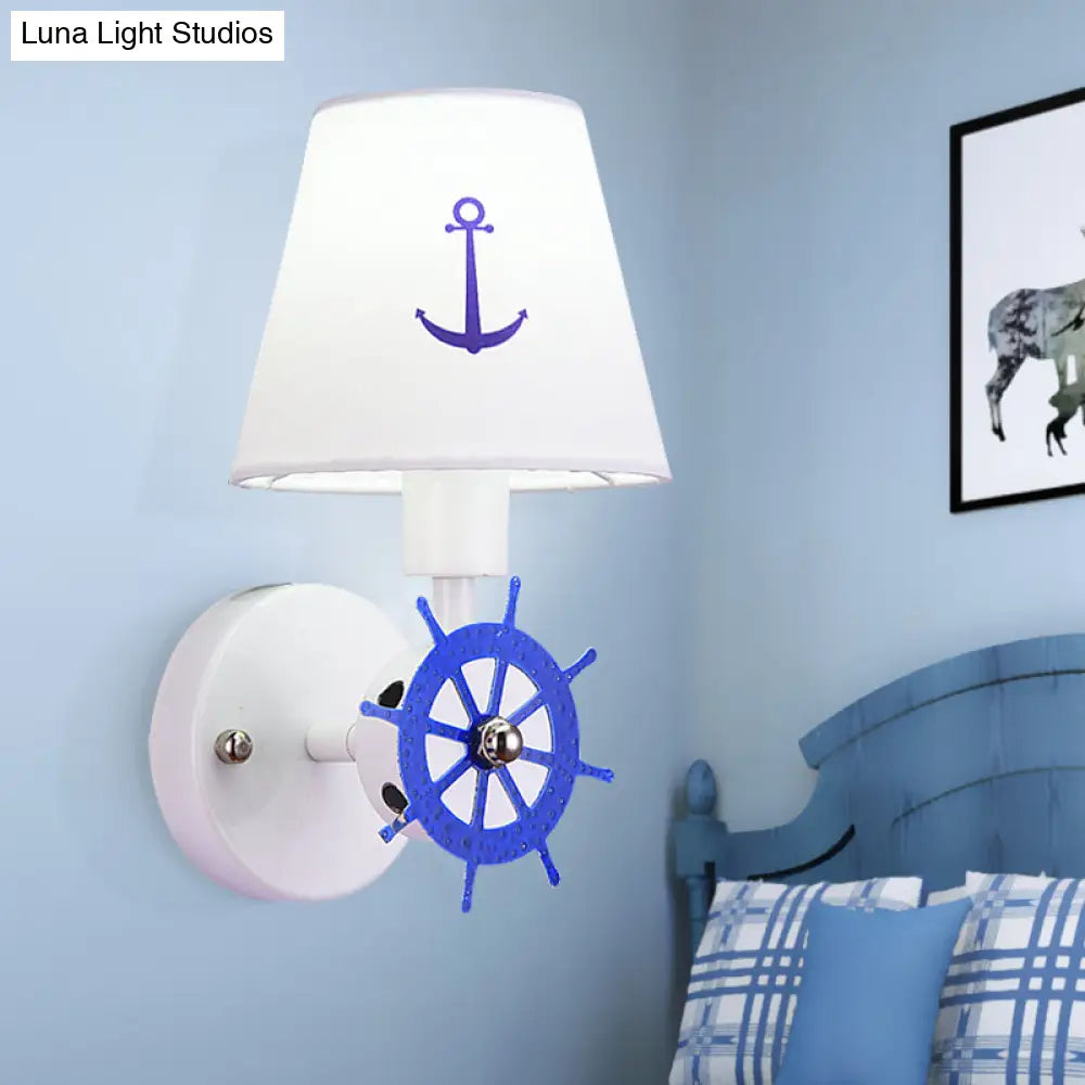 White Seaside Anchor Wall Sconce For Kids Bedroom