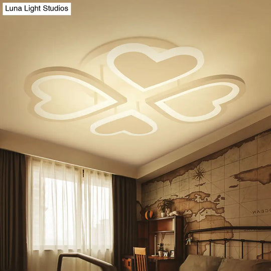 White Semi Ceiling Mount Led Light With Loving Heart Design For Baby Bedroom / Warm