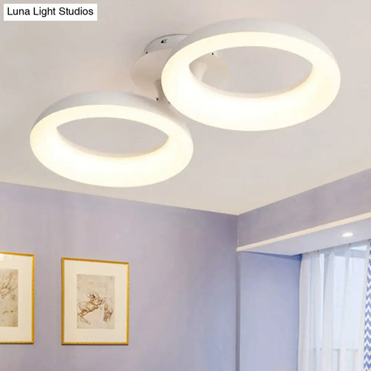 White Simplicity Circle Led Semi Flush Light For Living Room Ceiling 2 / Warm