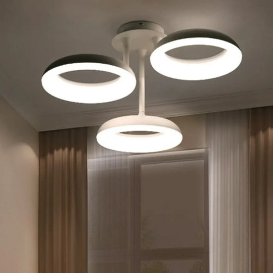 White Simplicity Circle Led Semi Flush Light For Living Room Ceiling 3 / Warm