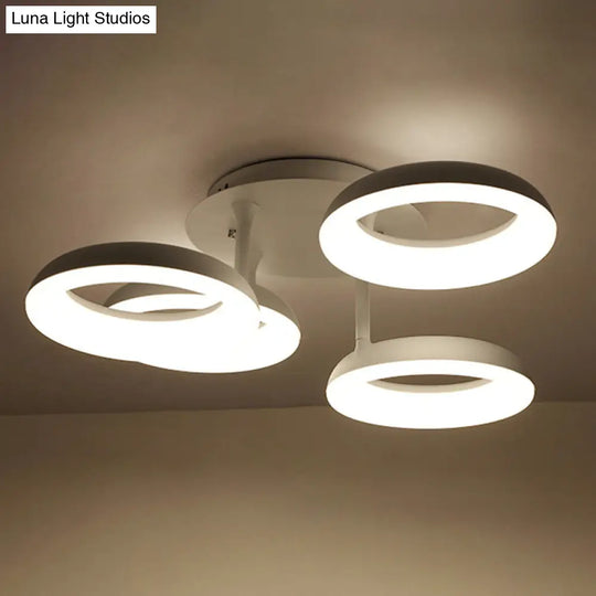 White Simplicity Circle Led Semi Flush Light For Living Room Ceiling