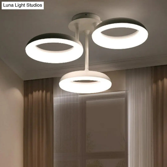 White Simplicity Circle Led Semi Flush Light For Living Room Ceiling 3 / Warm
