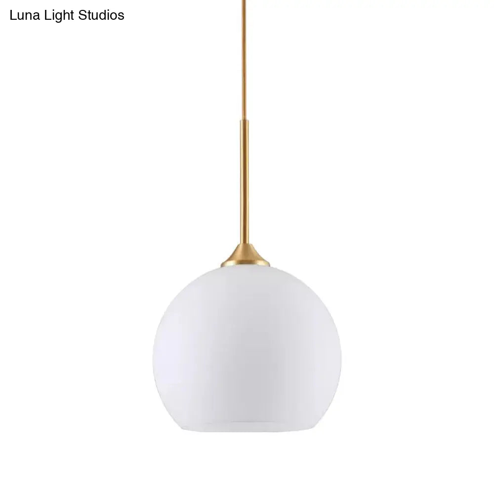 Brass Finish Hanging Pendulum Light With White Glass Dome - Simplicity Design Single-Bulb