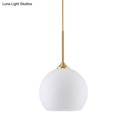 White Simplicity Pendant Light With Glass Dome And Brass Finish