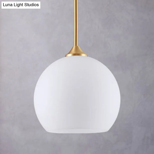 Brass Finish Hanging Pendulum Light With White Glass Dome - Simplicity Design Single-Bulb