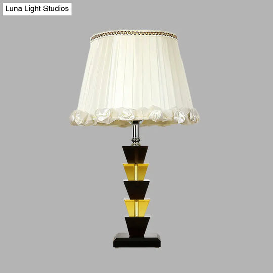 White Single Bulb Crystal Nightstand Lamp For Bedroom