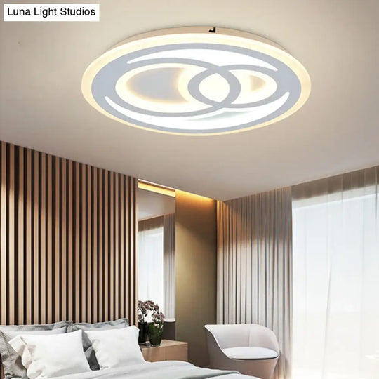 White Snowman Led Ceiling Light For Kids Bedroom Contemporary Acrylic Flush Fixture / Third Gear