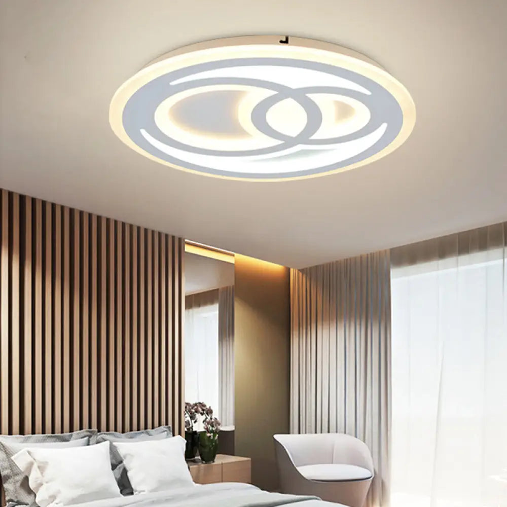 White Snowman Led Ceiling Light For Kid’s Bedroom – Contemporary Acrylic Flush Fixture / Third Gear