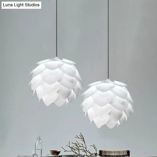 White Squama Pendant Light - Nordic Style 1-Light Suspension For Dining Room