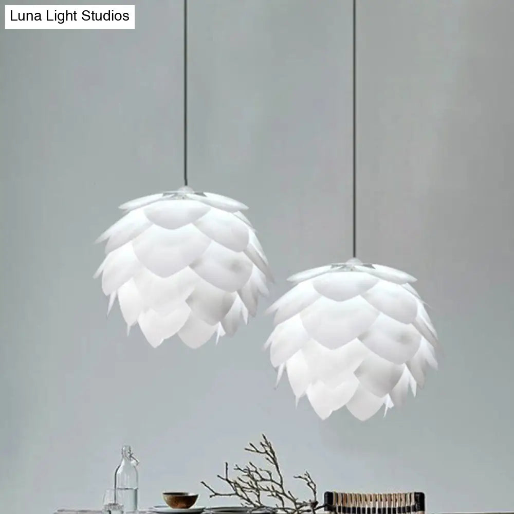 White Squama Pendant Light - Nordic Style Suspended Plastic Fixture For Dining Room