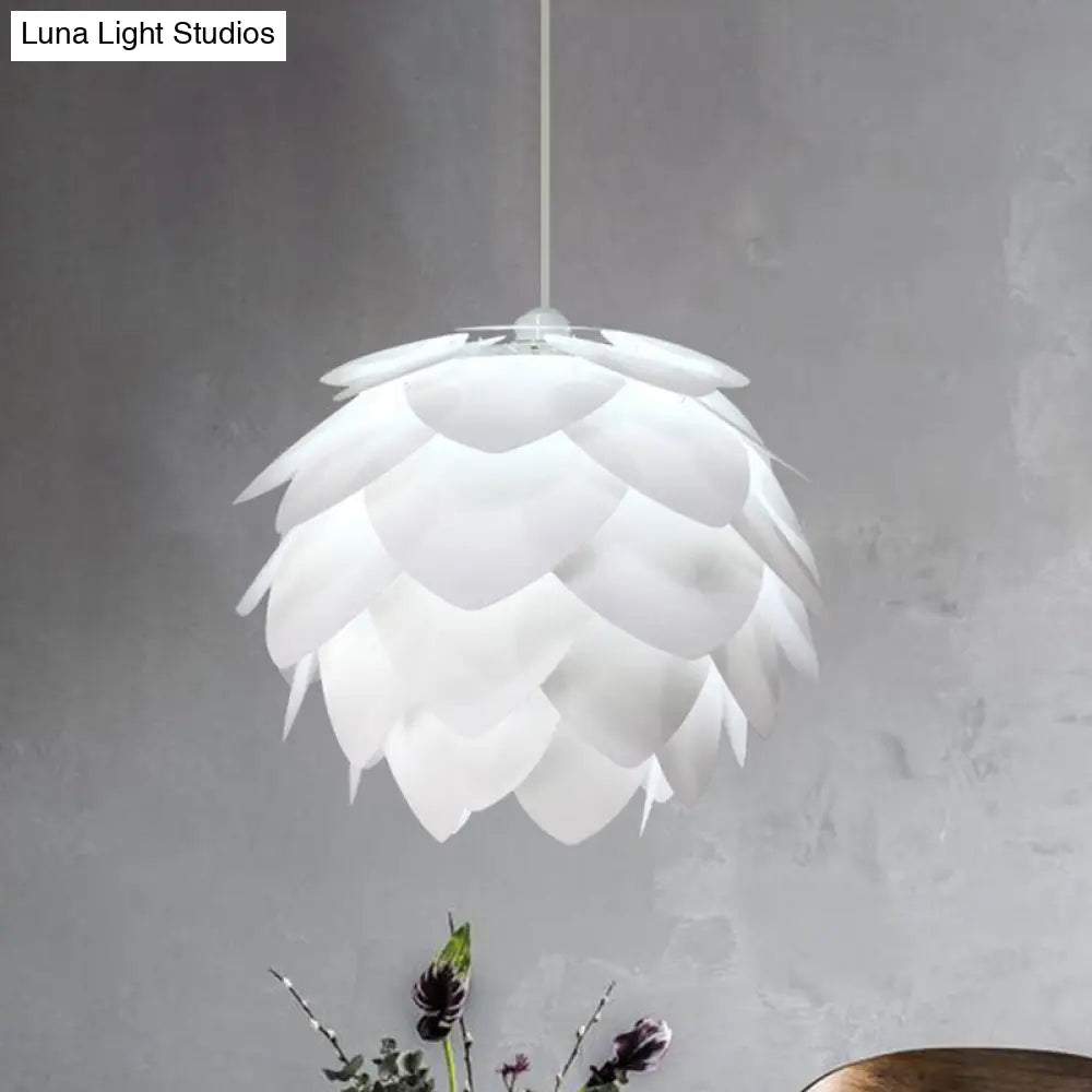 White Squama Pendant Light - Nordic Style Suspended Plastic Fixture For Dining Room