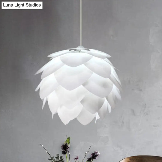 White Squama Pendant Light - Nordic Style Suspended Plastic Fixture For Dining Room