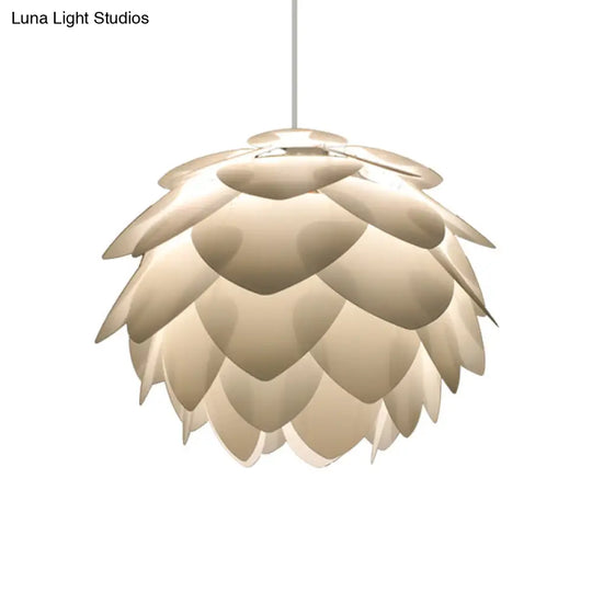 White Squama Pendant Light - Nordic Style 1-Light Suspension For Dining Room