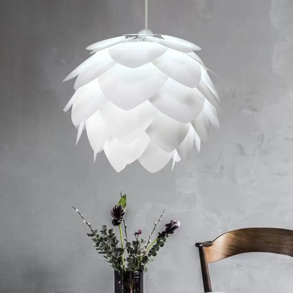 White Squama Pendant Light - Nordic Style 1-Light Suspension For Dining Room