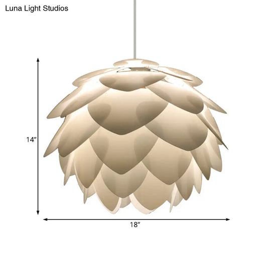 White Squama Pendant Light - Nordic Style 1-Light Suspension For Dining Room