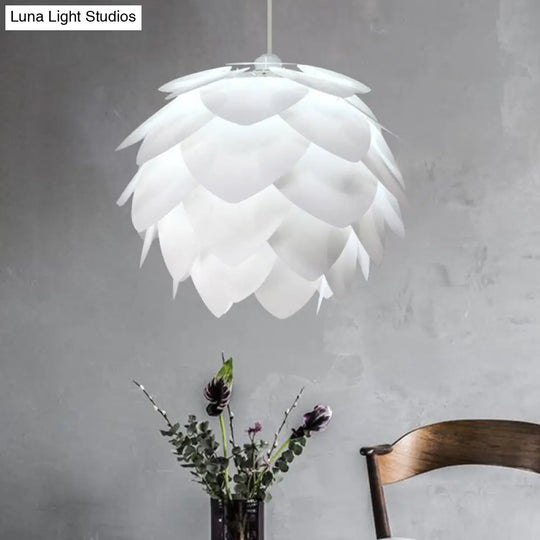 White Squama Pendant Light - Nordic Style Suspended Plastic Fixture For Dining Room