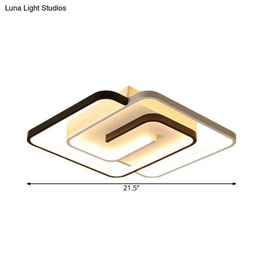 White Square Bedroom Flush Mount Light: Led Acrylic Simplicity Ceiling Fixture 18/21.5 Width