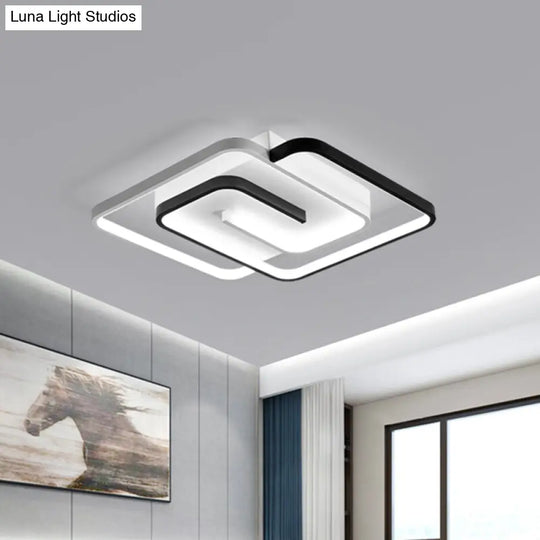 White Square Bedroom Flush Mount Light: Led Acrylic Simplicity Ceiling Fixture 18/21.5 Width / 18