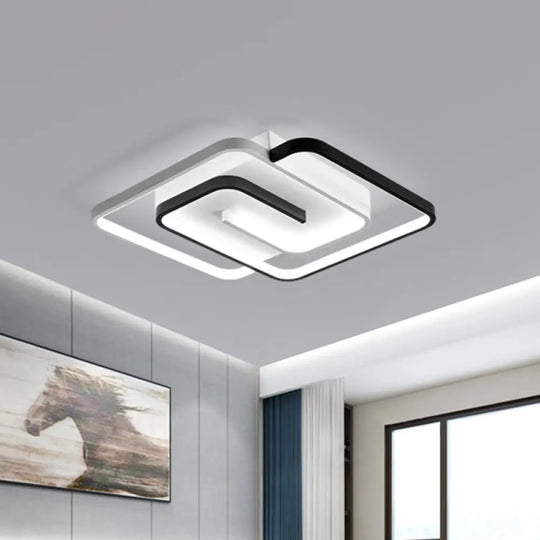 White Square Bedroom Flush Mount Light: Led Acrylic Simplicity Ceiling Fixture 18’/21.5’ Width / 18’