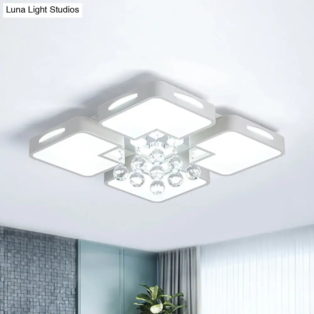 White Square Led Flush Ceiling Light - 16/19.5/23.5 Width Contemporary Design Warm/White / 16