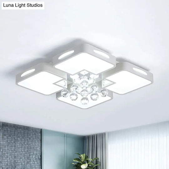 White Square Led Flush Ceiling Light - 16/19.5/23.5 Width Contemporary Design Warm/White / 16