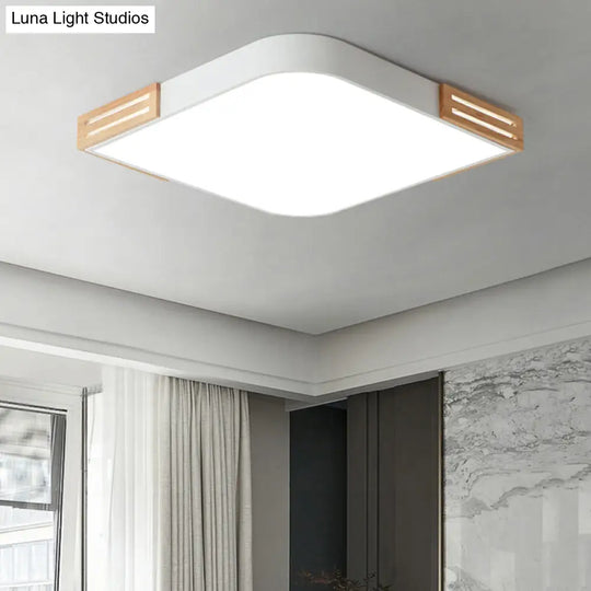 White Square Led Flush Ceiling Light - Modern Acrylic Lamp For Dining Room (16/19.5) / 16