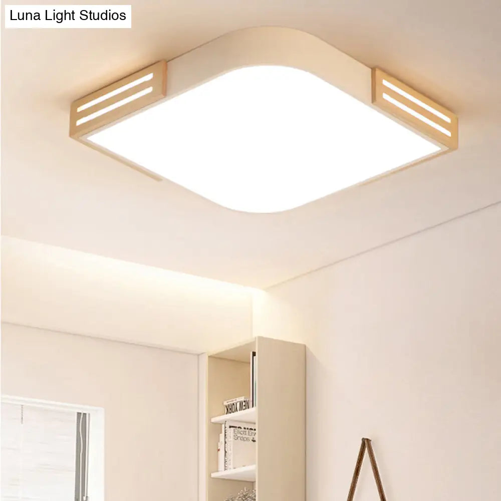 White Square Led Flush Ceiling Light - Modern Acrylic Lamp For Dining Room (16/19.5) / 16 Warm
