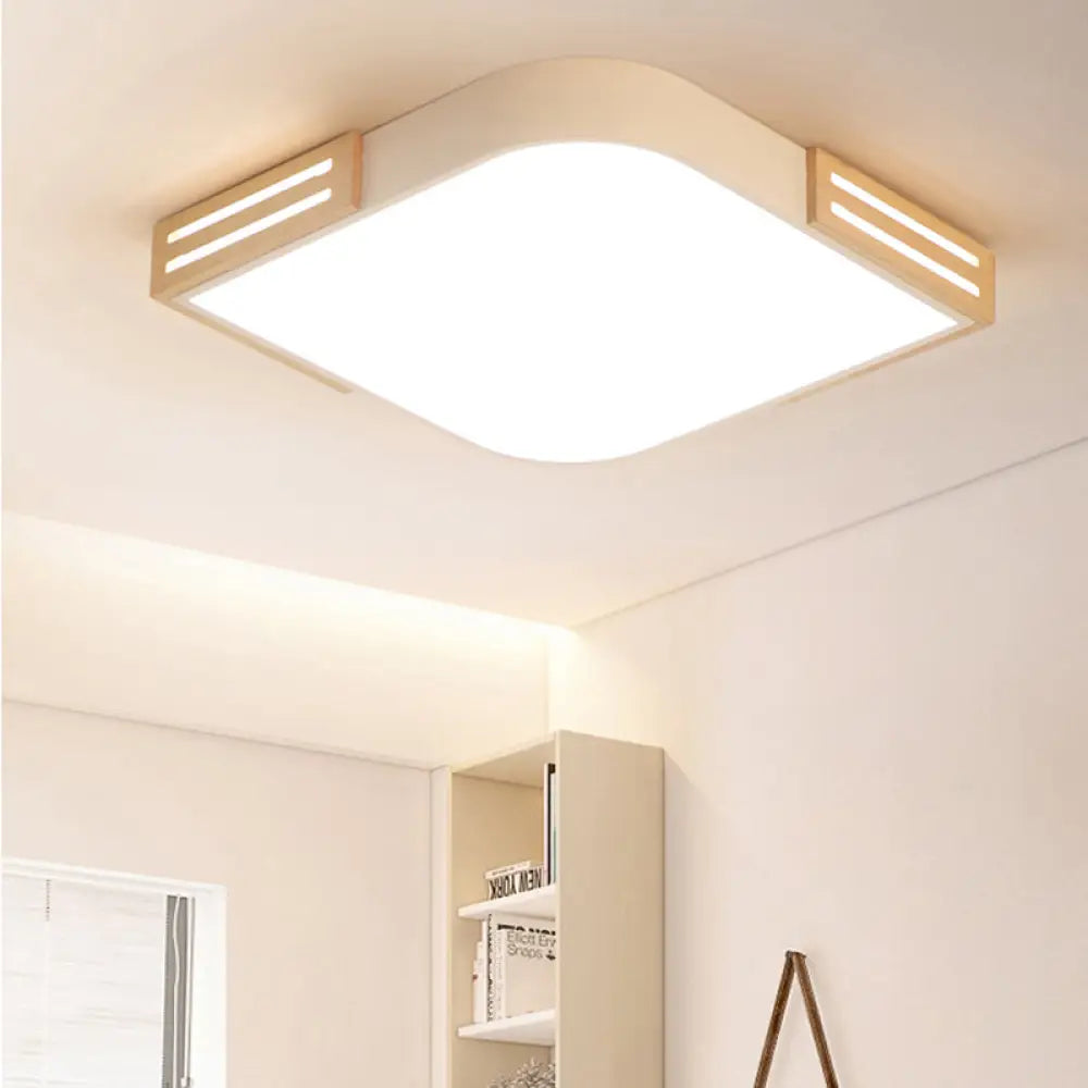 White Square Led Flush Ceiling Light - Modern Acrylic Lamp For Dining Room (16’/19.5’) / 16’ Warm