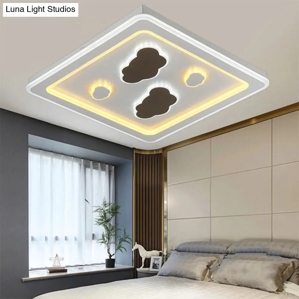 White Square Living Room Ceiling Lamp - Modern Acrylic Light Fixture