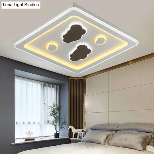 White Square Living Room Ceiling Lamp - Modern Acrylic Light Fixture