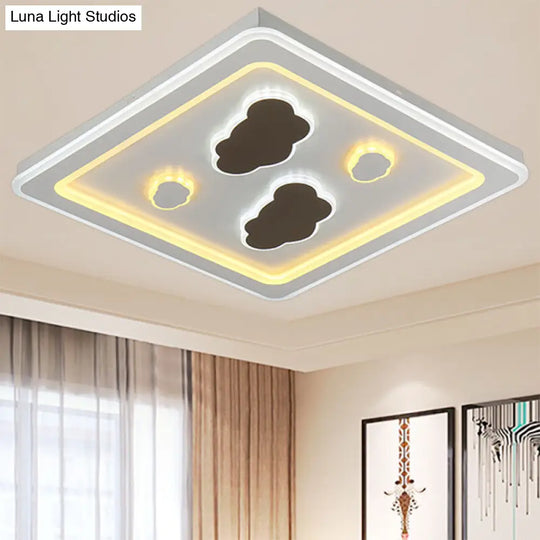 White Square Living Room Ceiling Lamp - Modern Acrylic Light Fixture / Cloud