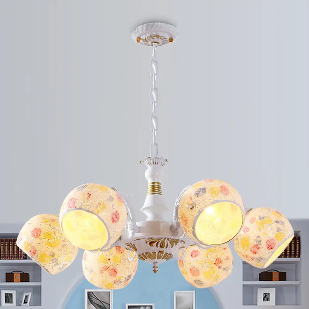 White Stained Glass Chandelier Lamp: Mediterranean Style 5/6/8 Lights 6 /