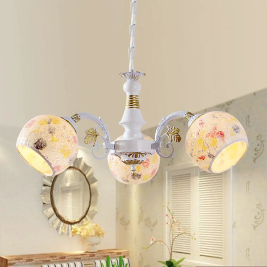 White Stained Glass Chandelier Lamp: Mediterranean Style 5/6/8 Lights 3 /