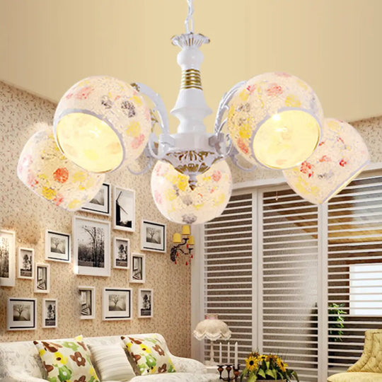 White Stained Glass Chandelier Lamp: Mediterranean Style 5/6/8 Lights 5 /