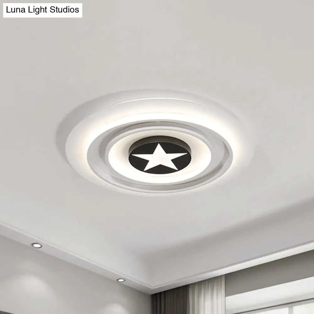 White Star Flushmount Cartoon Acrylic Led Ceiling Light In Warm/White / Warm