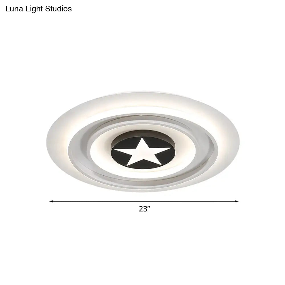 White Star Flushmount Cartoon Acrylic Led Ceiling Light In Warm/White