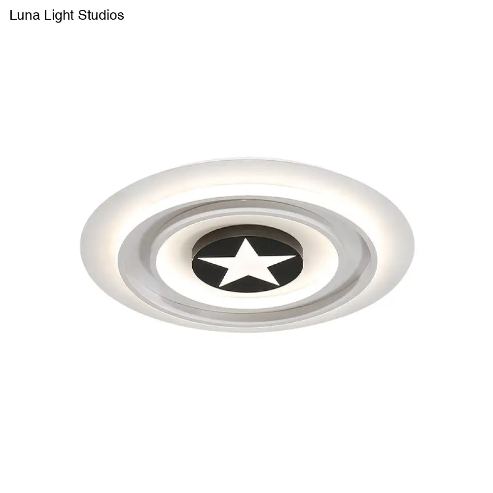 White Star Flushmount Cartoon Acrylic Led Ceiling Light In Warm/White