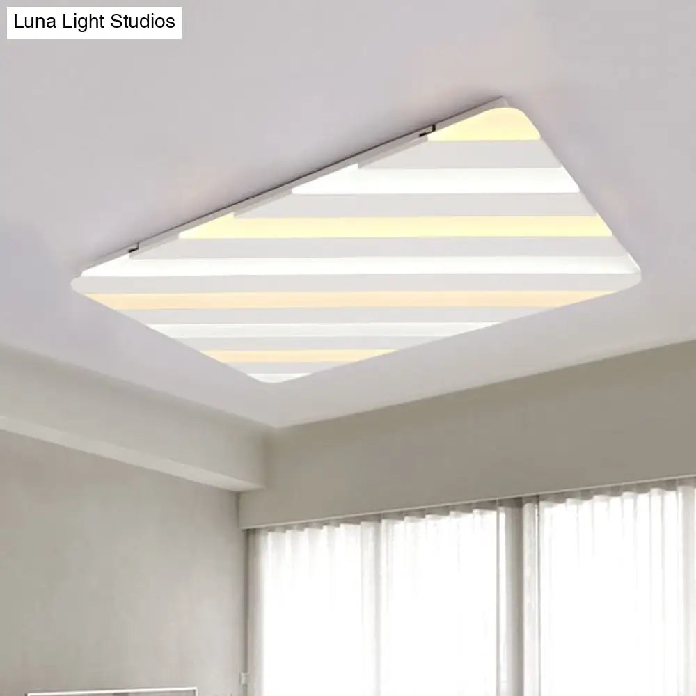 White Stripe Acrylic Flush Ceiling Light With Led Lamp For Dining Room
