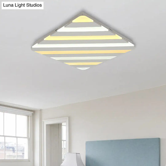 White Stripe Acrylic Flush Ceiling Light With Led Lamp For Dining Room